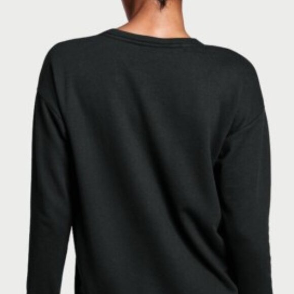 NWT Victoria’s Secret VSX Sport Terry Pullover Thumbholes Sweatshirt Black M - Picture 2 of 9